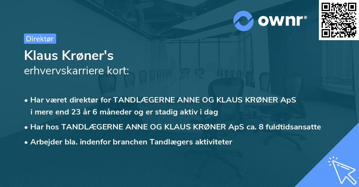 Klaus Krøner's erhvervskarriere kort
