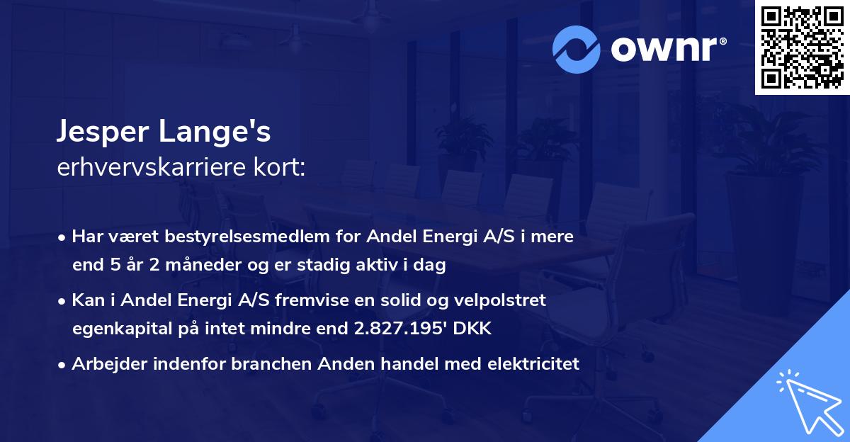 Jesper Lange's erhvervskarriere kort