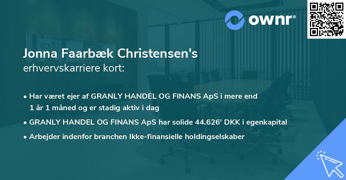 Jonna Faarbæk Christensen's erhvervskarriere kort