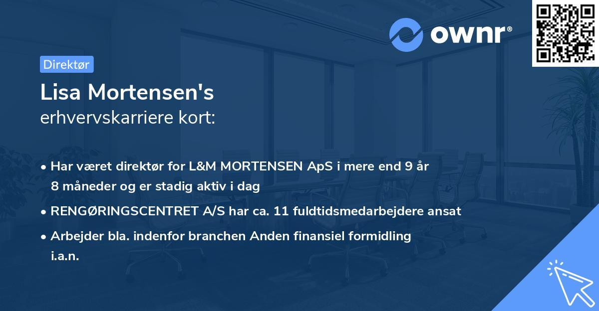 Lisa Mortensen's erhvervskarriere kort
