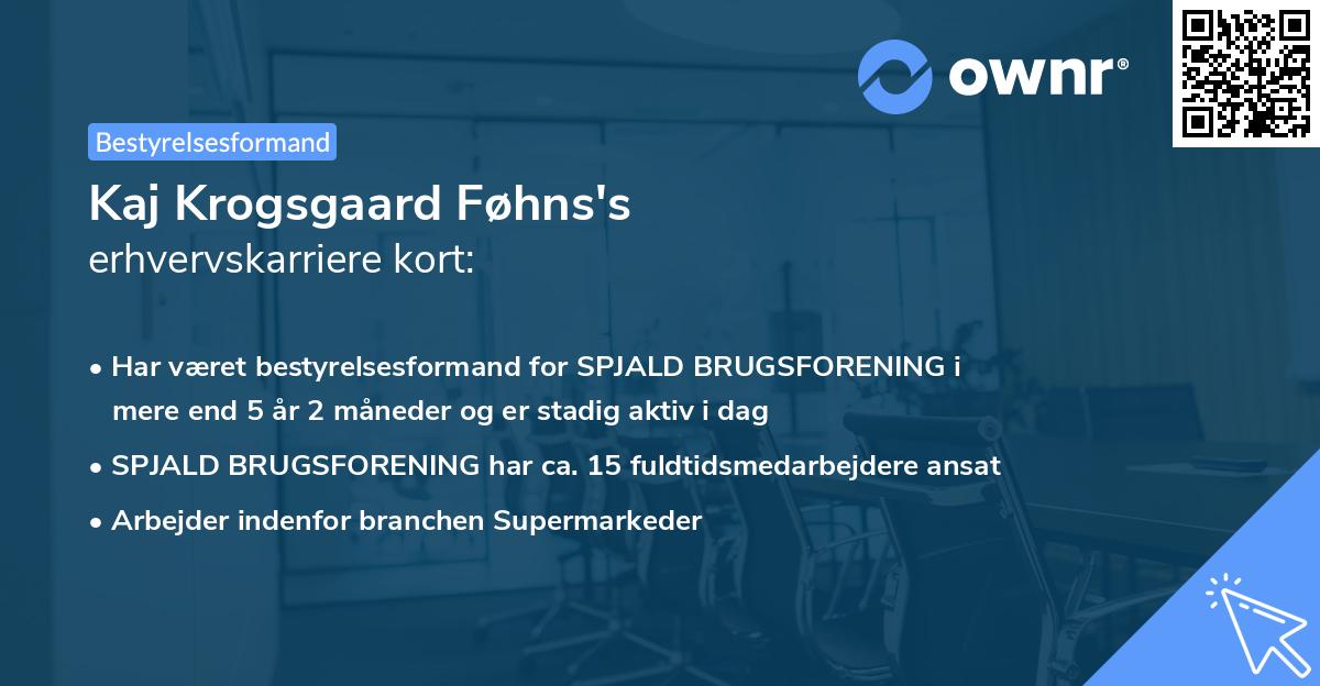 Kaj Krogsgaard Føhns's erhvervskarriere kort