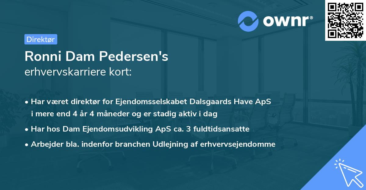 Ronni Dam Pedersen's erhvervskarriere kort