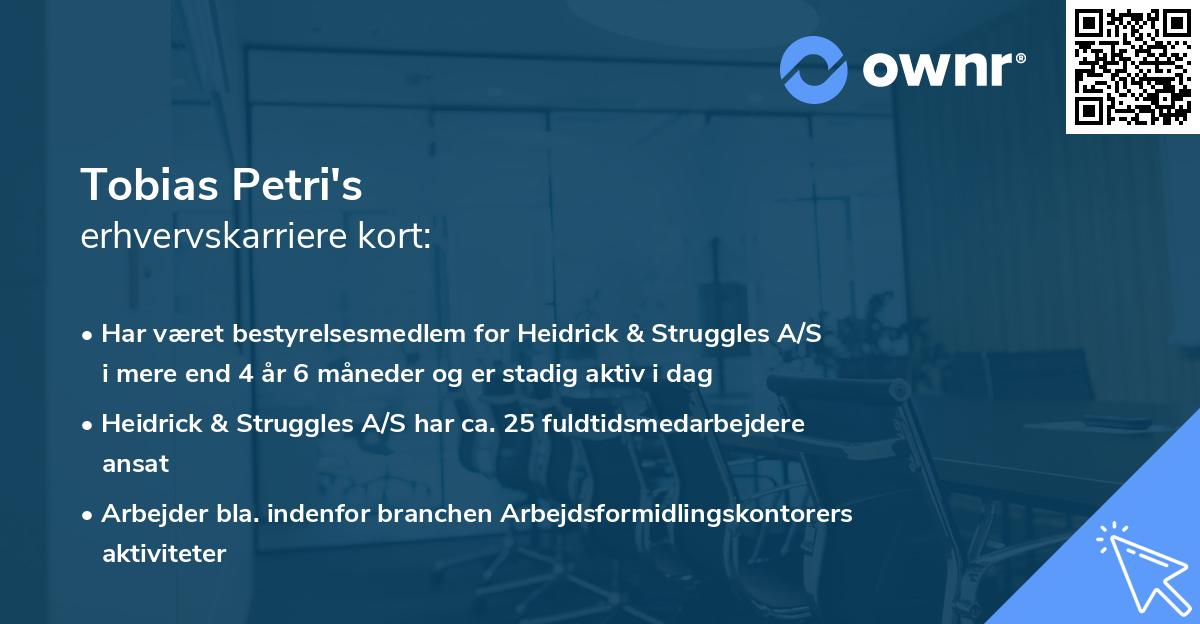 Tobias Petri's erhvervskarriere kort