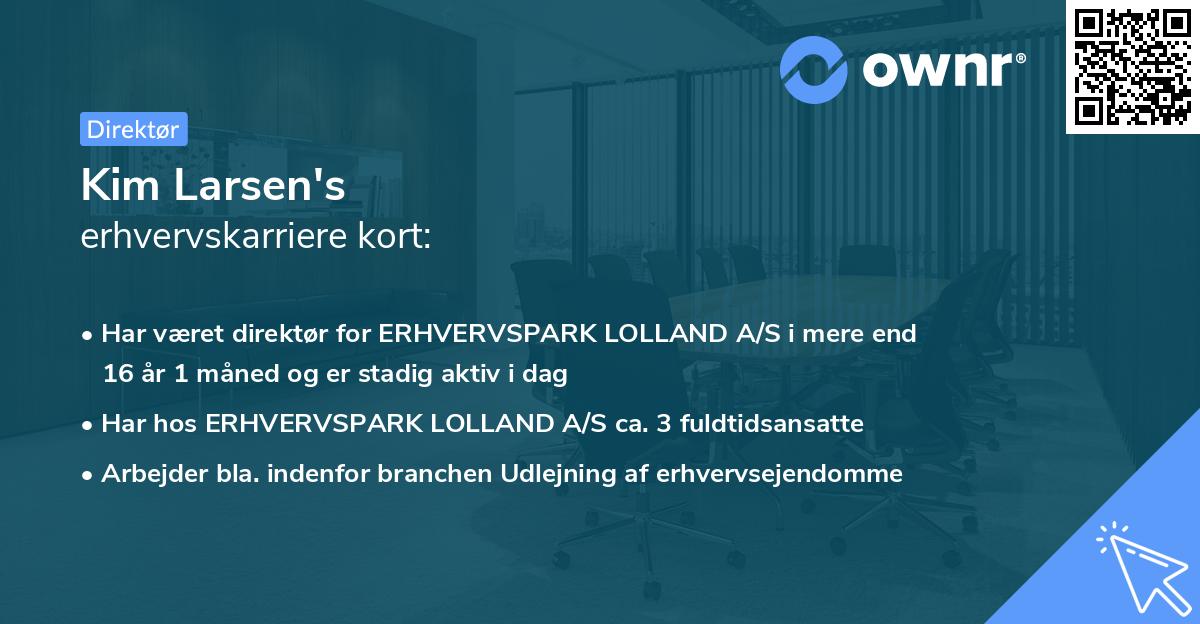 Kim Larsen's erhvervskarriere kort