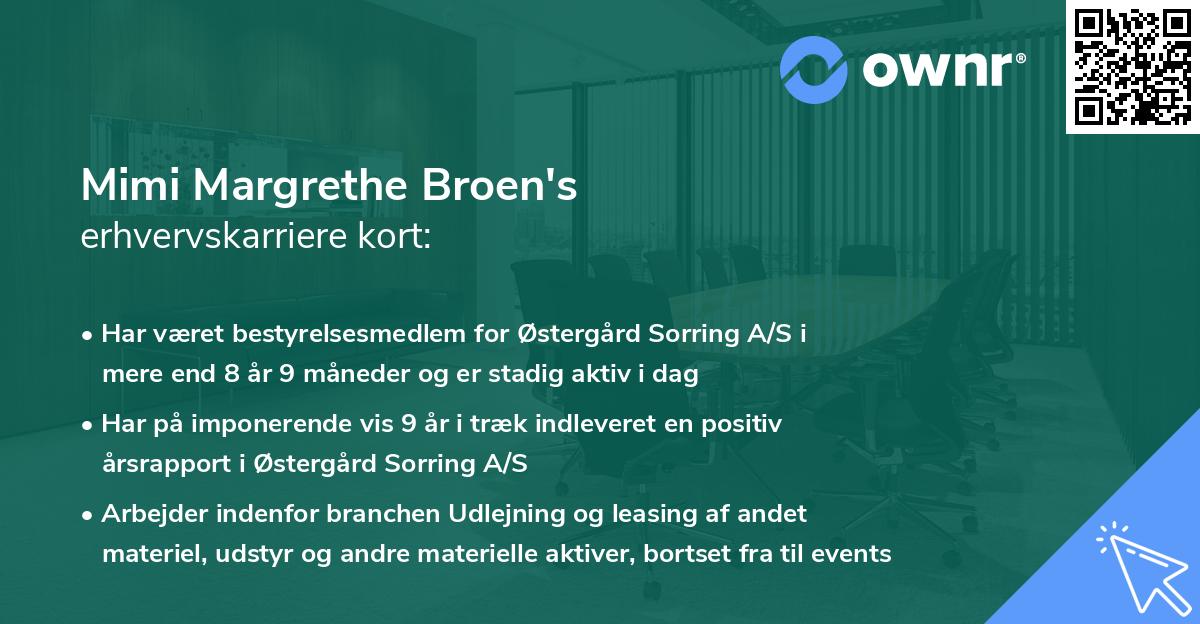 Mimi Margrethe Broen's erhvervskarriere kort