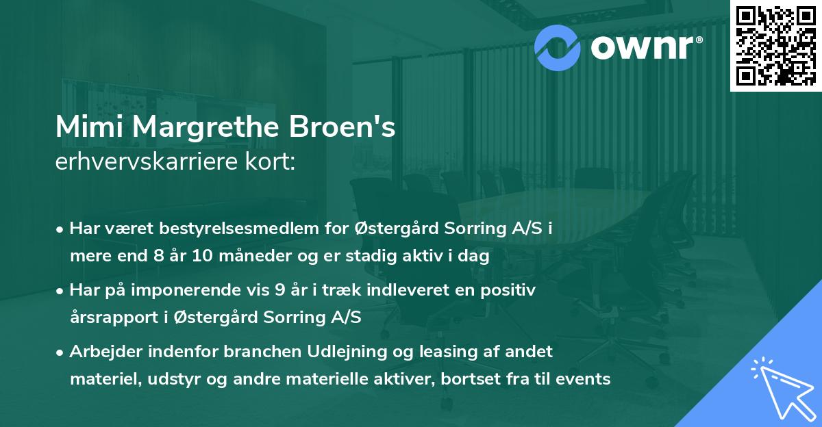 Mimi Margrethe Broen's erhvervskarriere kort