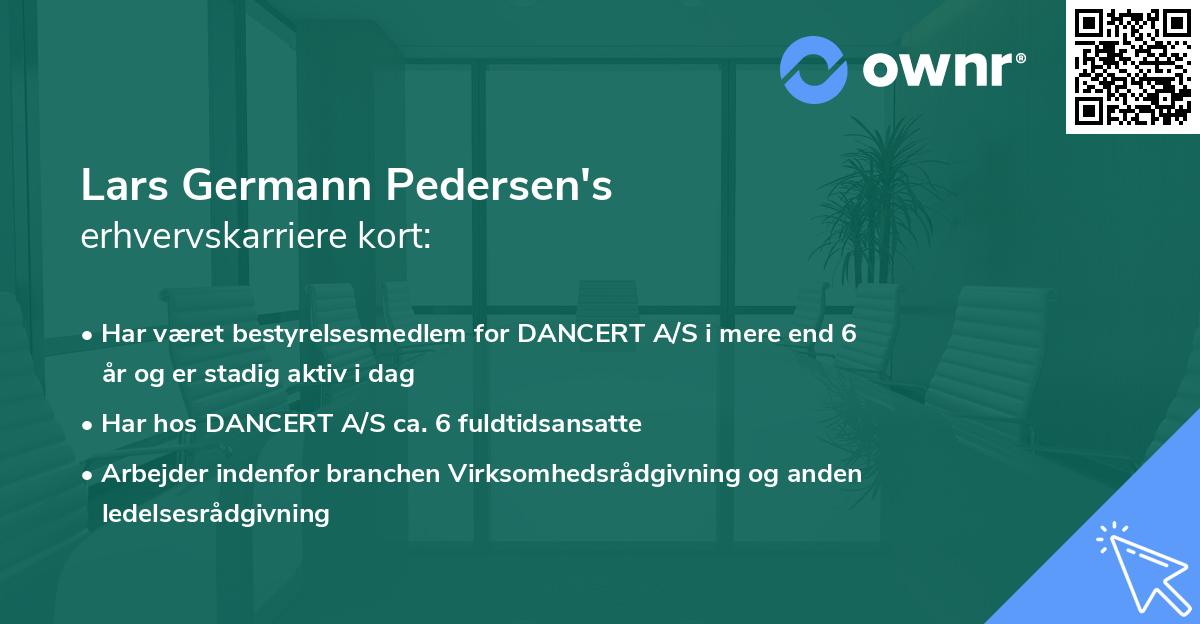 Lars Germann Pedersen's erhvervskarriere kort