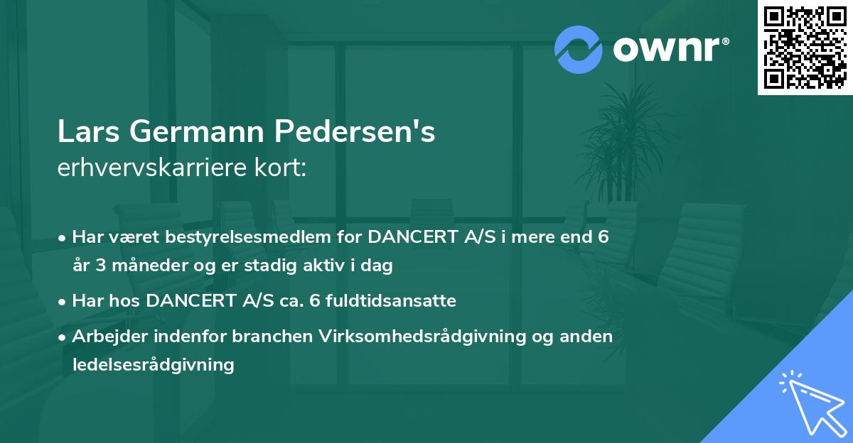 Lars Germann Pedersen's erhvervskarriere kort