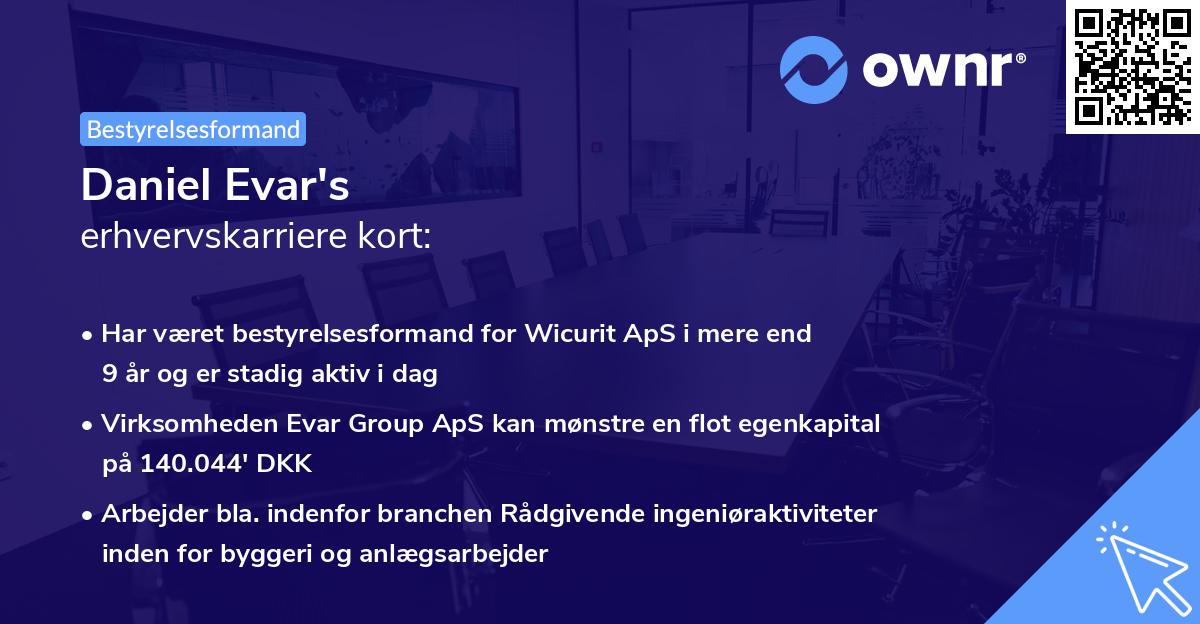Daniel Evar's erhvervskarriere kort