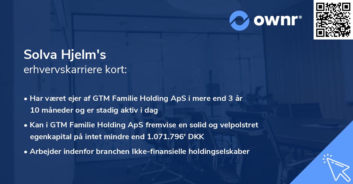 Solva Hjelm's erhvervskarriere kort