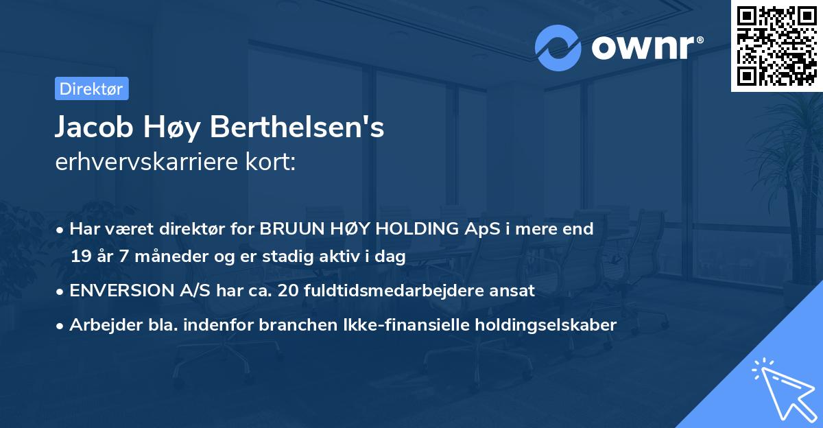 Jacob Høy Berthelsen's erhvervskarriere kort
