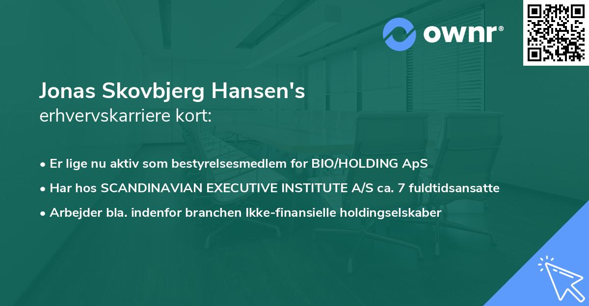 Jonas Skovbjerg Hansen's erhvervskarriere kort