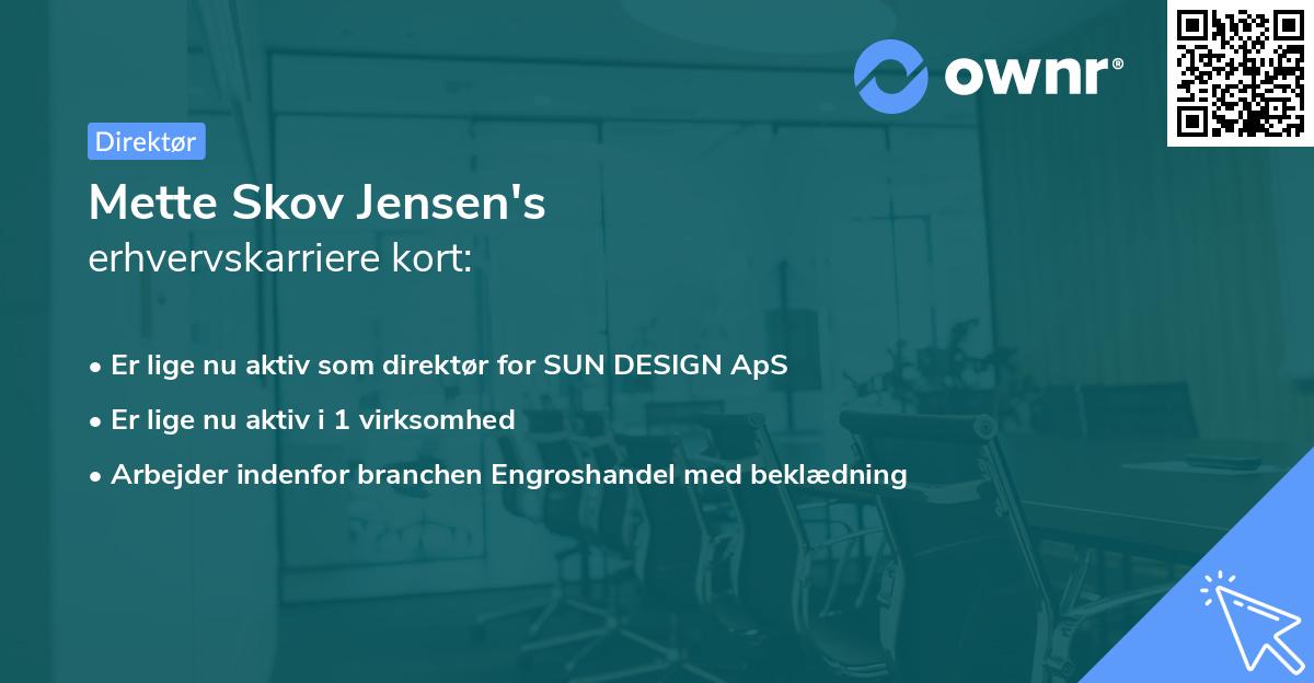 Mette Skov Jensen's erhvervskarriere kort