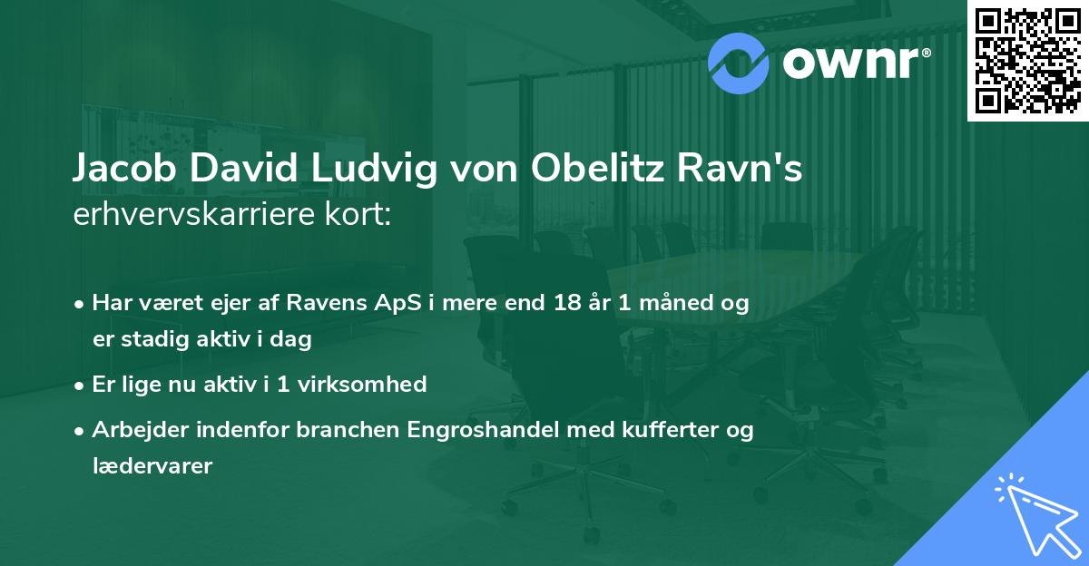 Jacob David Ludvig von Obelitz Ravn's erhvervskarriere kort