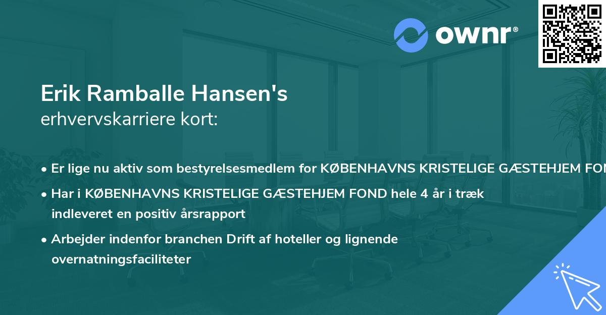 Erik Ramballe Hansen's erhvervskarriere kort