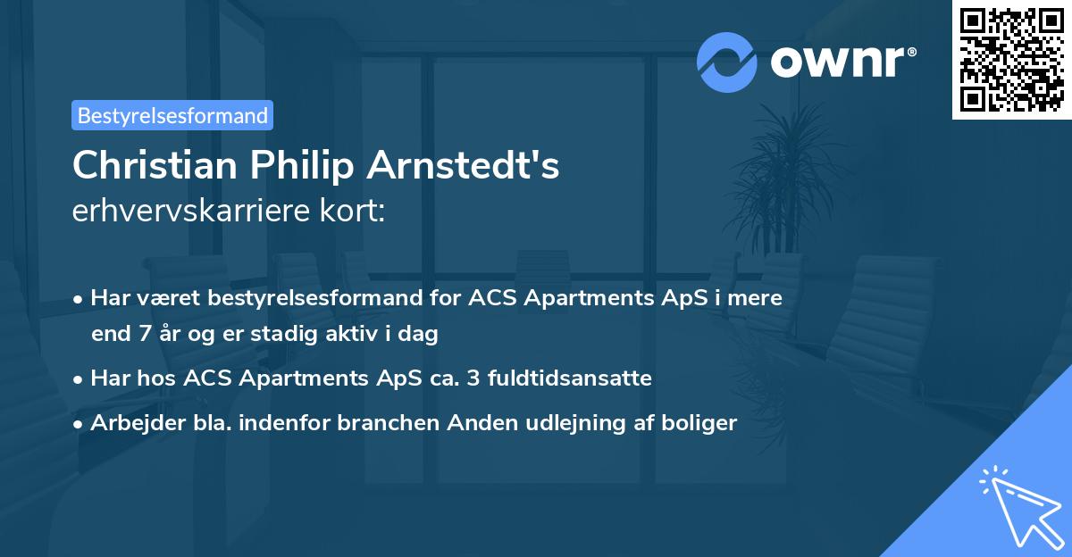 Christian Philip Arnstedt's erhvervskarriere kort