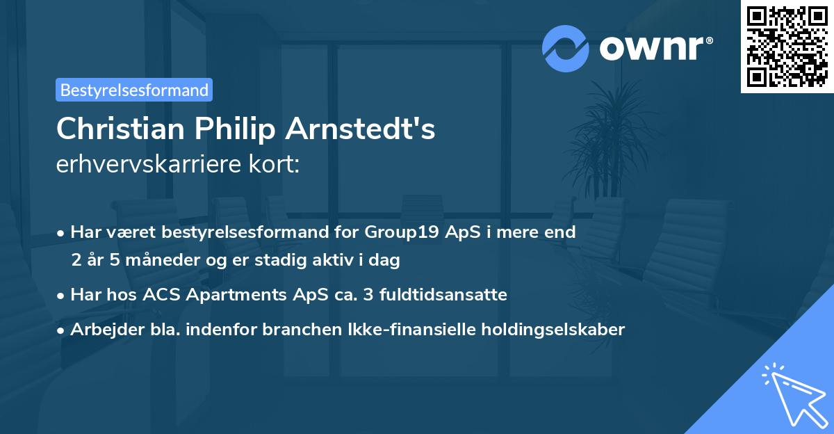 Christian Philip Arnstedt's erhvervskarriere kort
