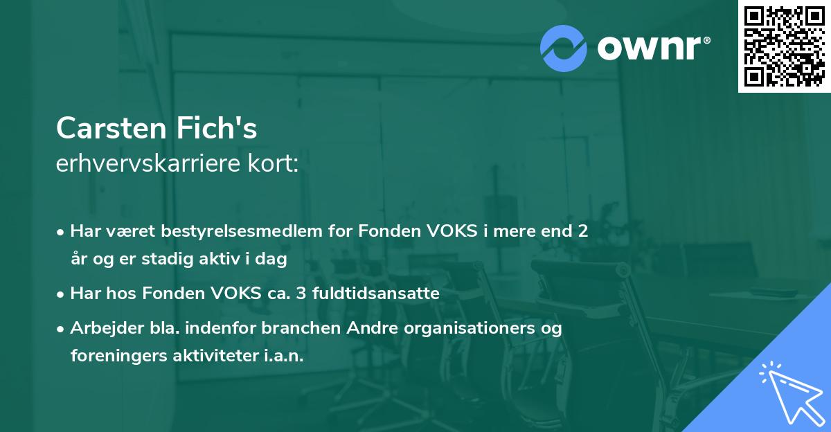 Carsten Fich's erhvervskarriere kort