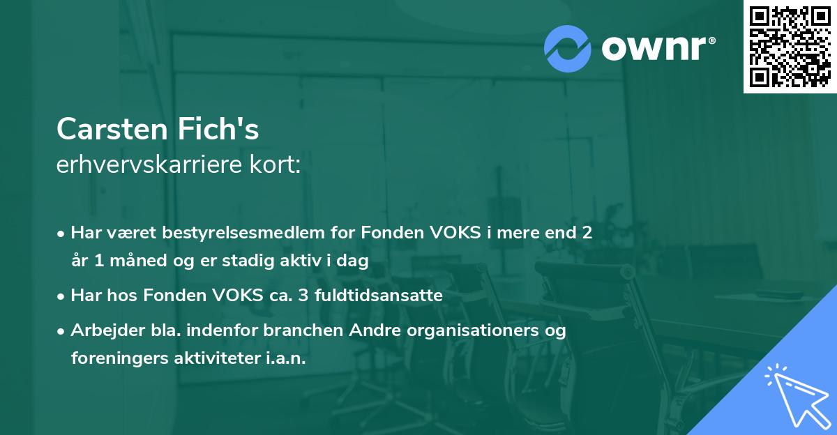 Carsten Fich's erhvervskarriere kort