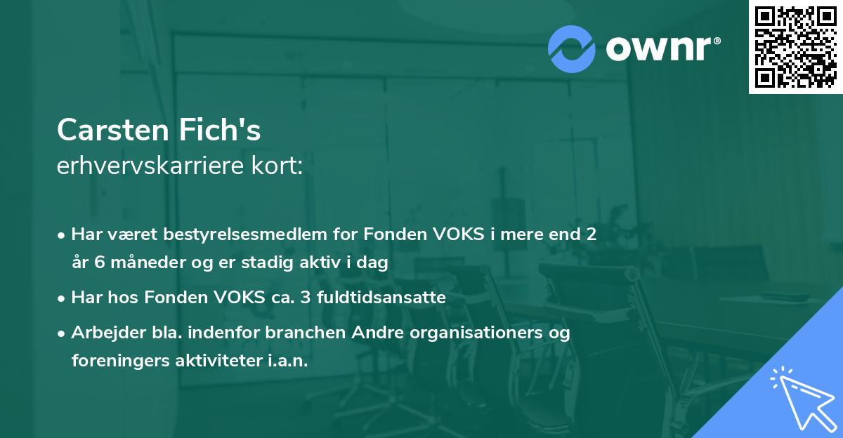 Carsten Fich's erhvervskarriere kort