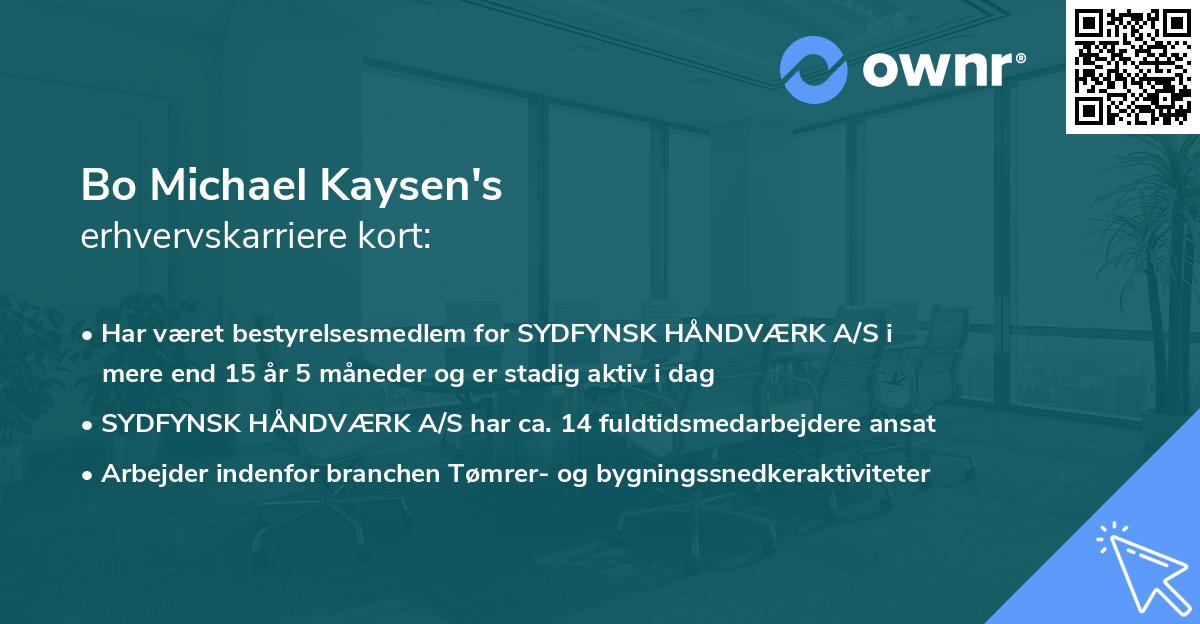 Bo Michael Kaysen's erhvervskarriere kort