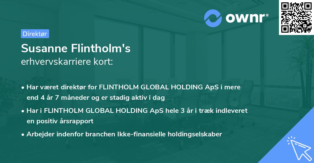 Susanne Flintholm's erhvervskarriere kort