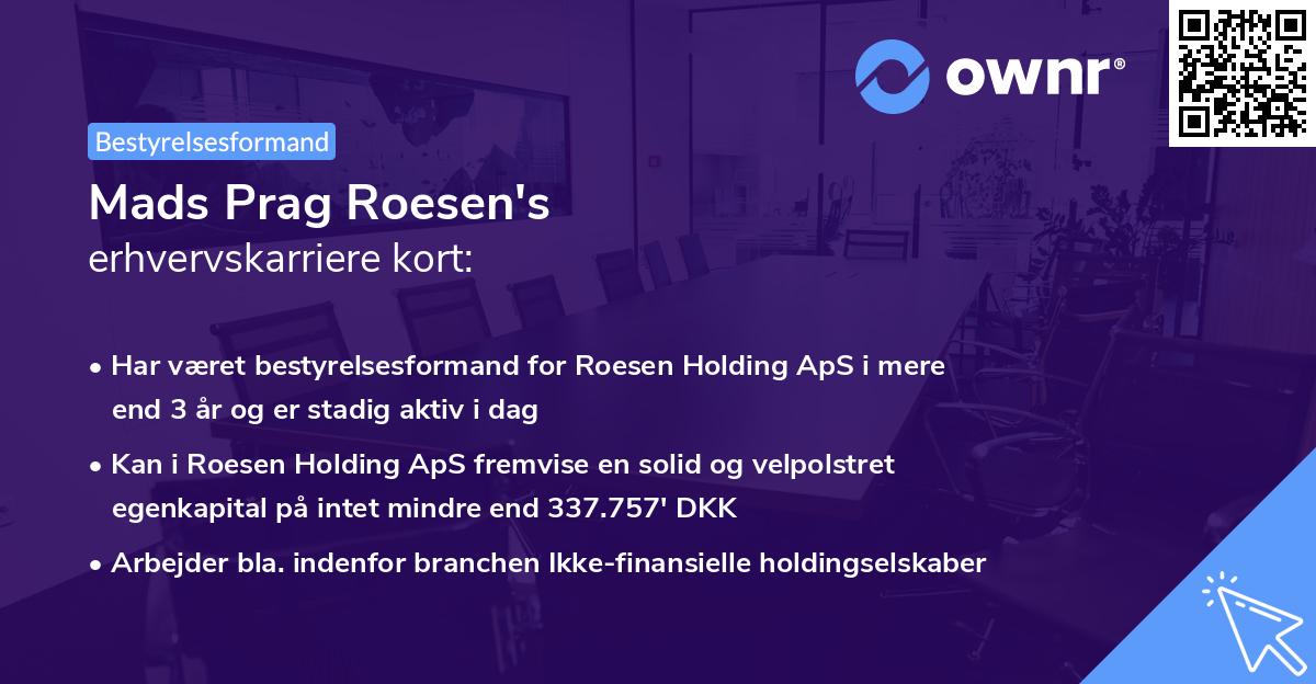 Mads Prag Roesen's erhvervskarriere kort