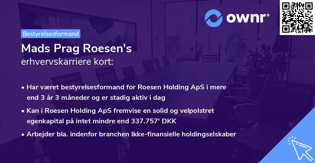 Mads Prag Roesen's erhvervskarriere kort
