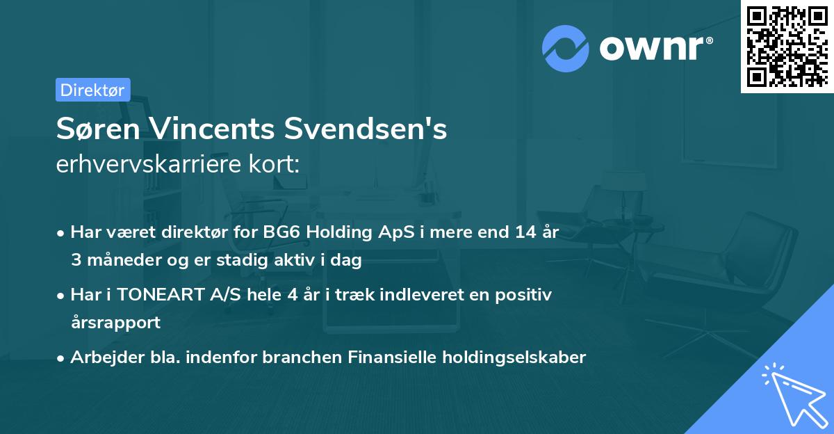 Søren Vincents Svendsen's erhvervskarriere kort