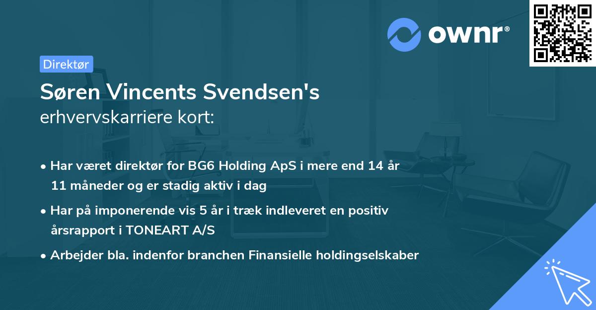 Søren Vincents Svendsen's erhvervskarriere kort