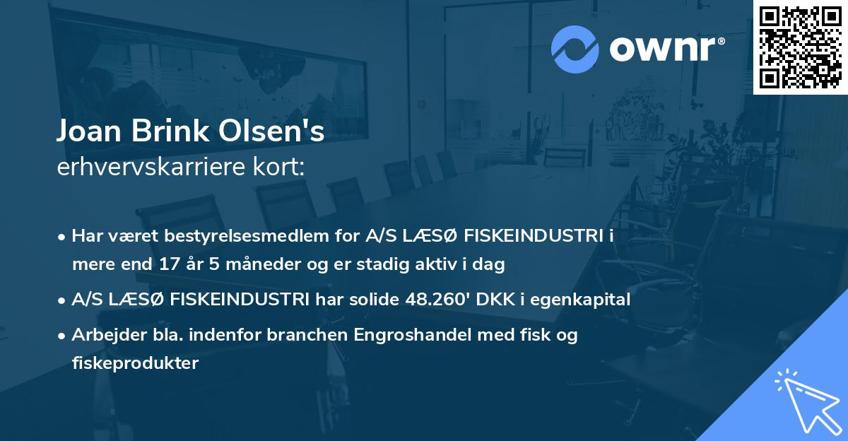 Joan Brink Olsen's erhvervskarriere kort