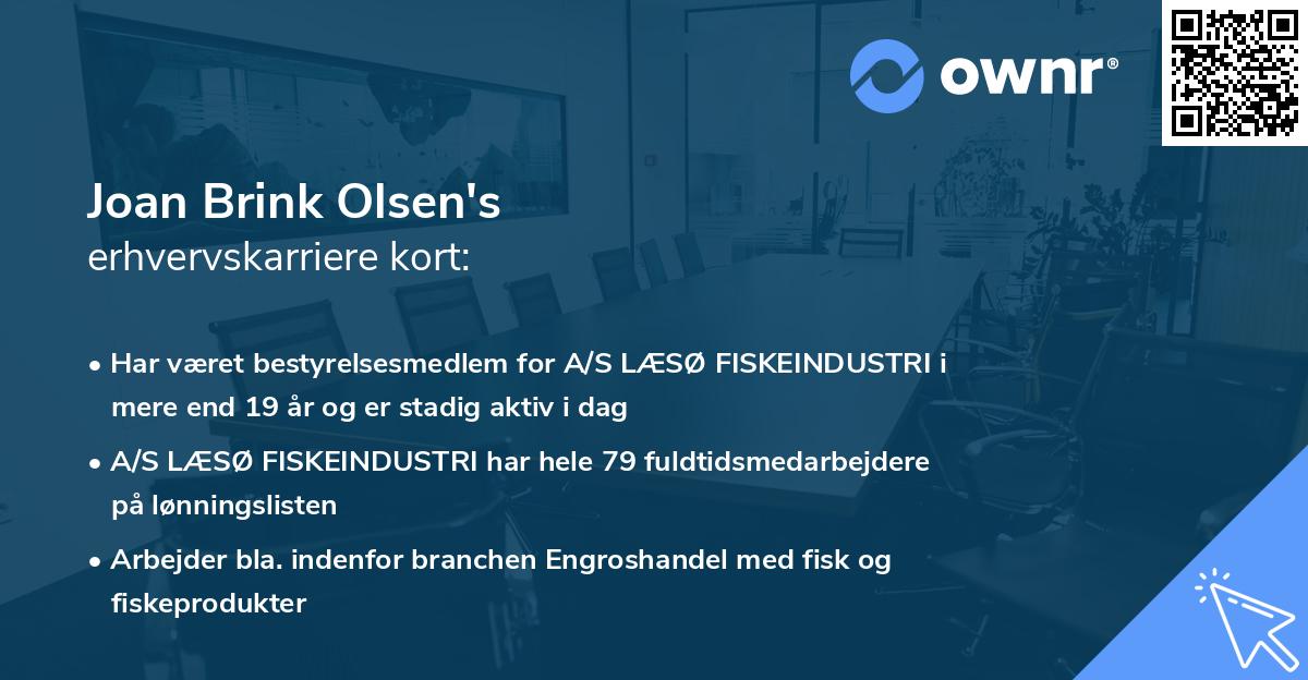 Joan Brink Olsen's erhvervskarriere kort