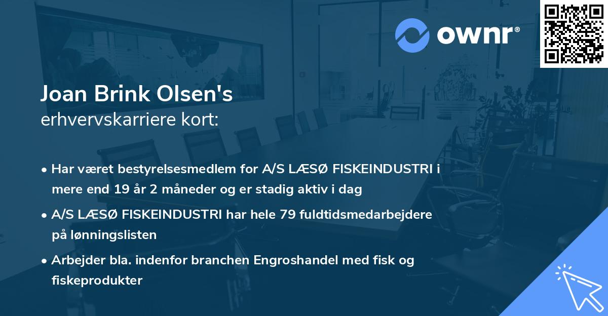 Joan Brink Olsen's erhvervskarriere kort