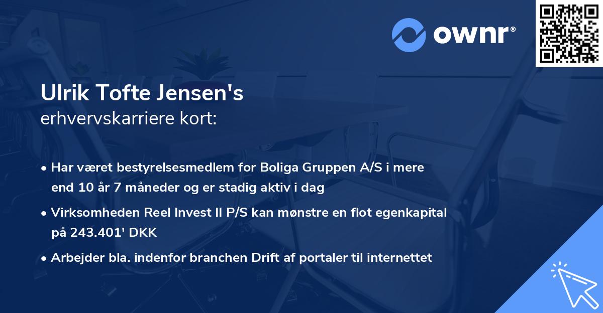 Ulrik Tofte Jensen's erhvervskarriere kort