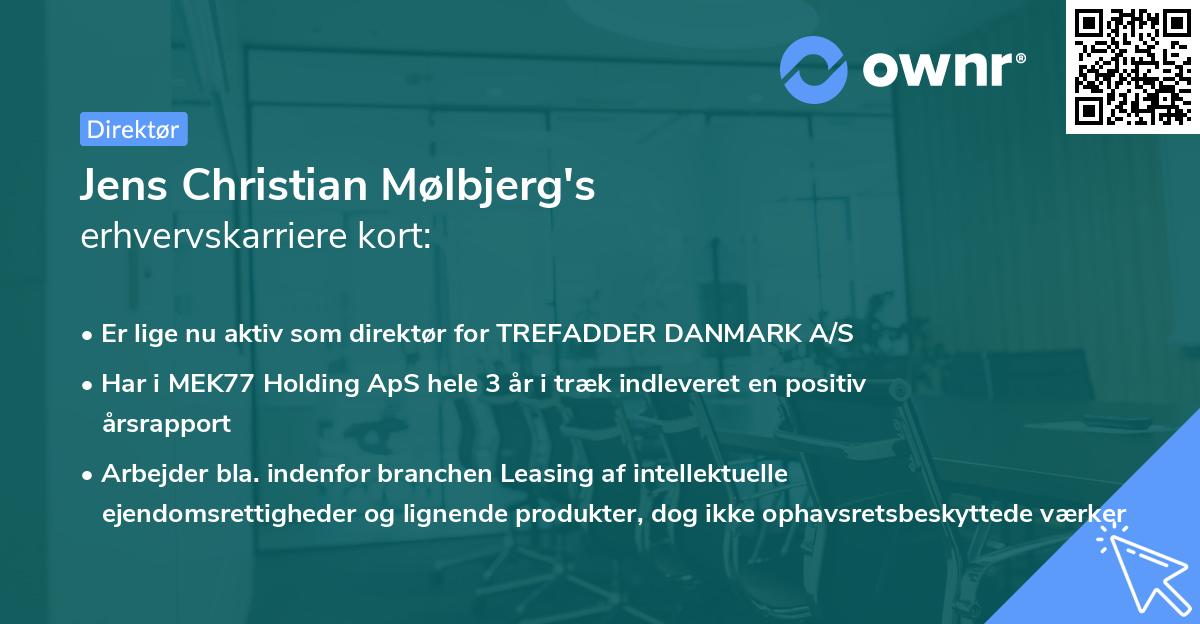Jens Christian Mølbjerg's erhvervskarriere kort