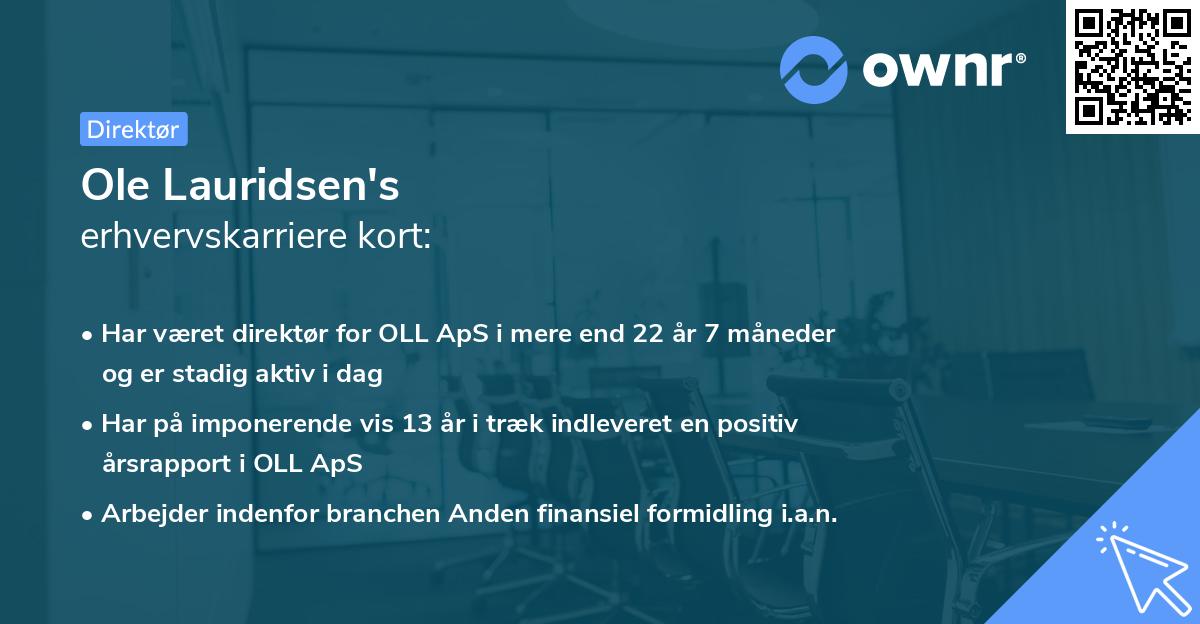 Ole Lauridsen's erhvervskarriere kort