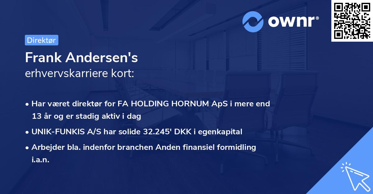 Frank Andersen's erhvervskarriere kort