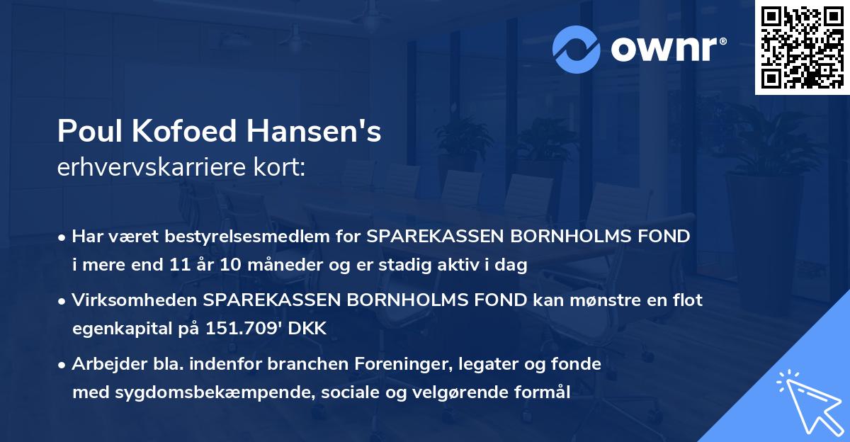 Poul Kofoed Hansen's erhvervskarriere kort