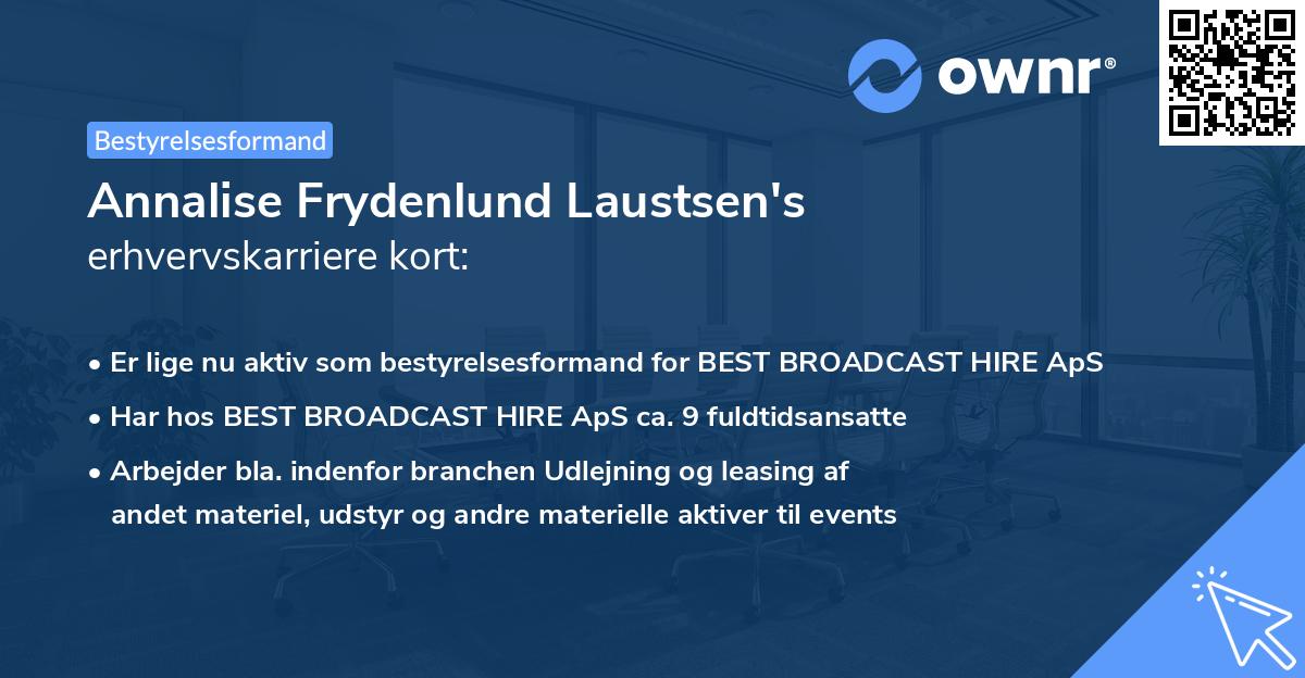 Annalise Frydenlund Laustsen's erhvervskarriere kort