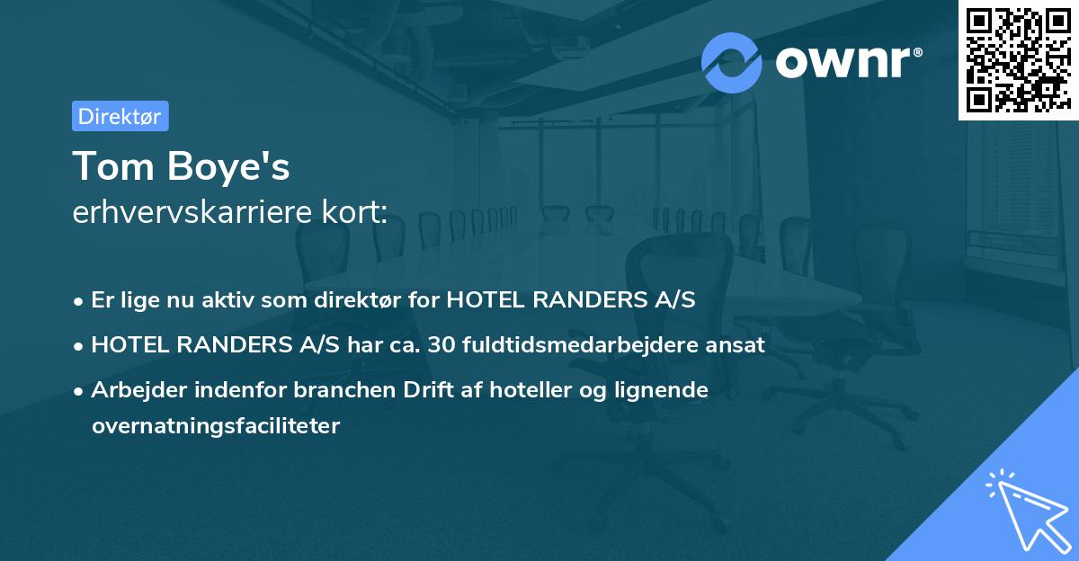 Tom Boye's erhvervskarriere kort