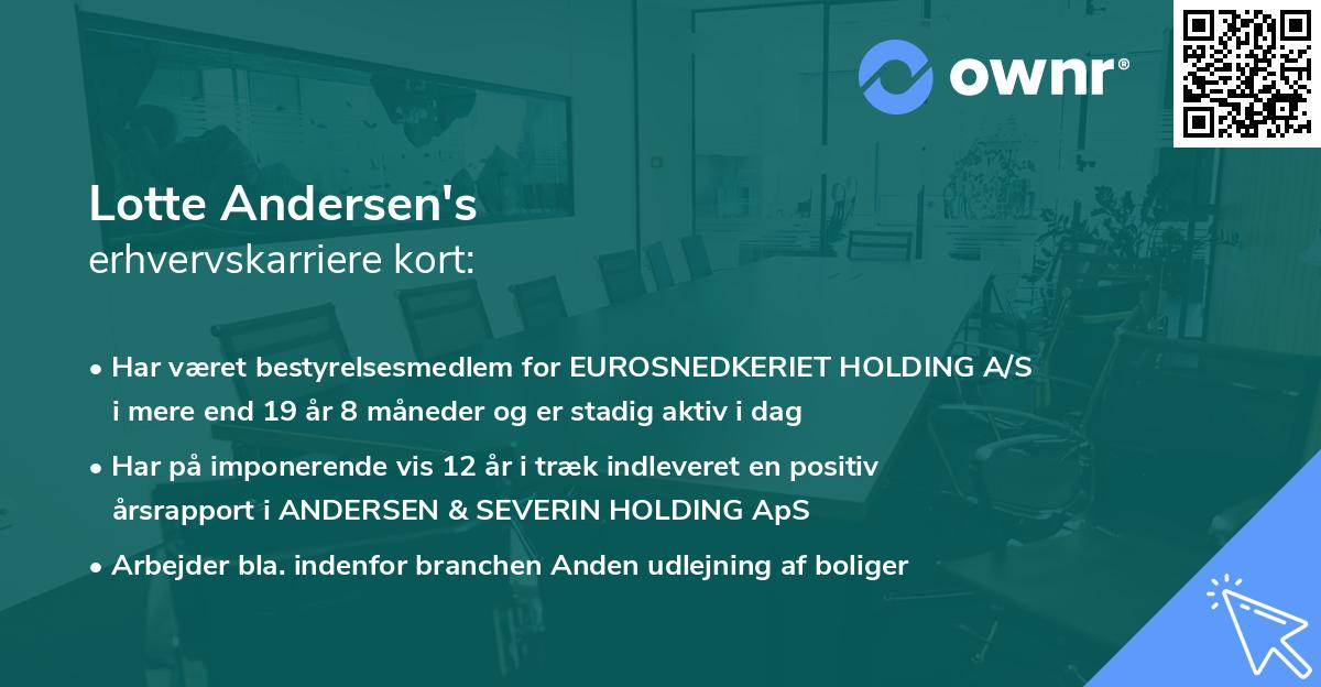 Lotte Andersen's erhvervskarriere kort