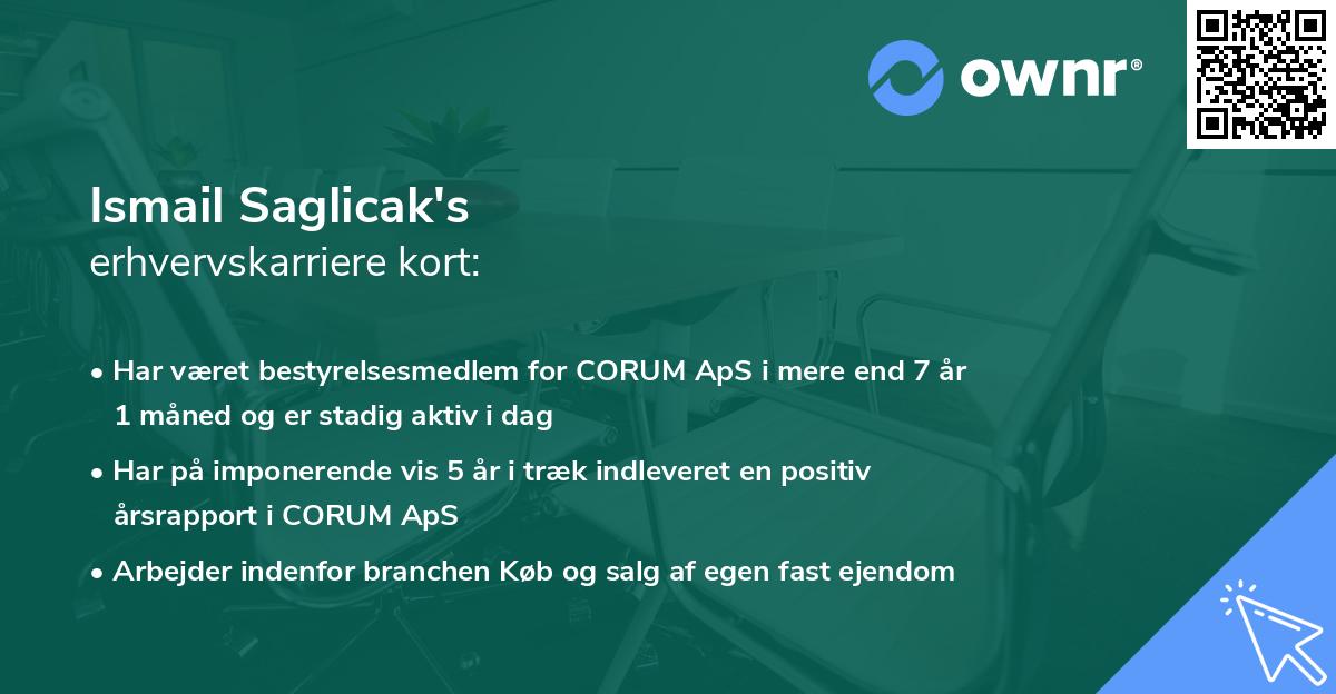 Ismail Saglicak's erhvervskarriere kort