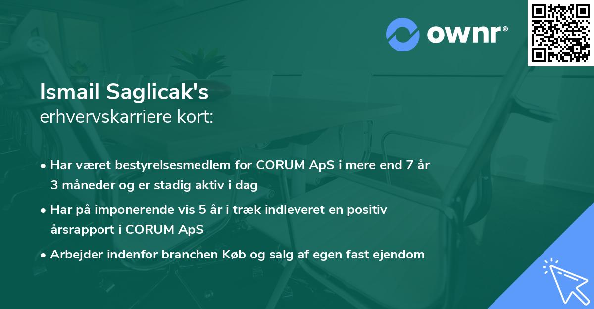 Ismail Saglicak's erhvervskarriere kort