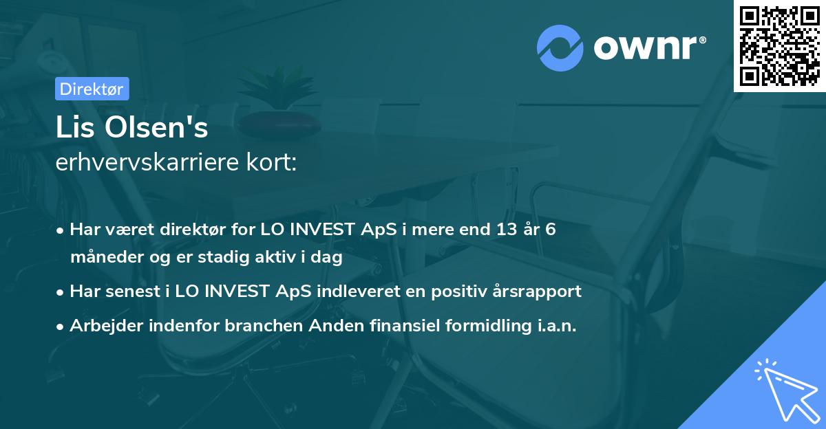 Lis Olsen's erhvervskarriere kort