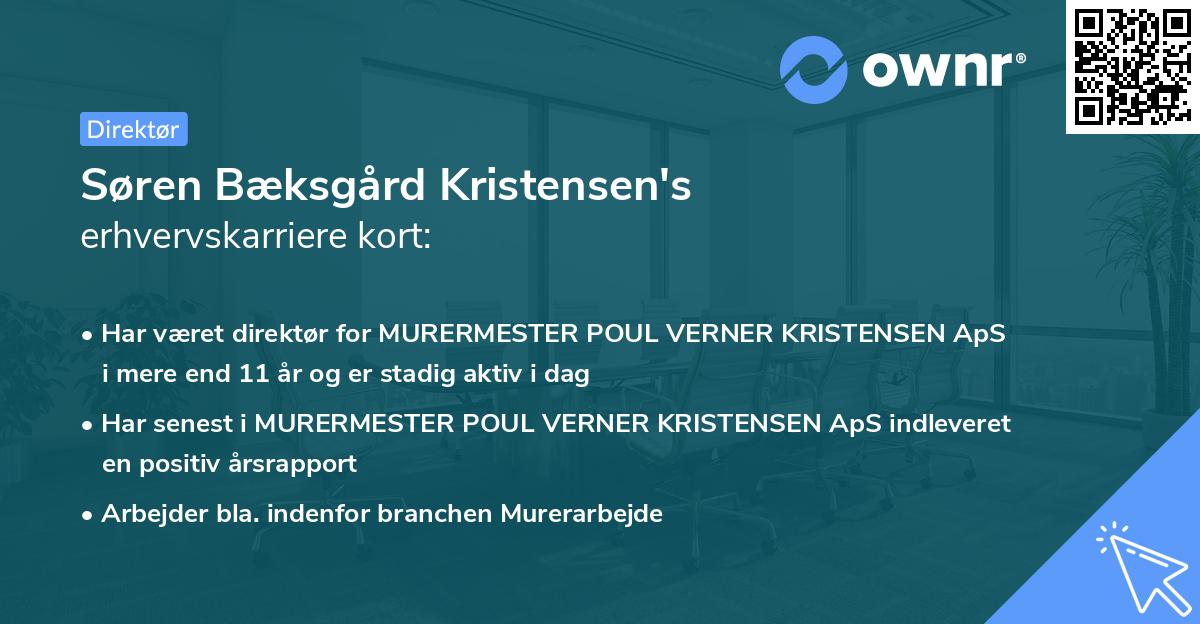 Søren Bæksgård Kristensen's erhvervskarriere kort