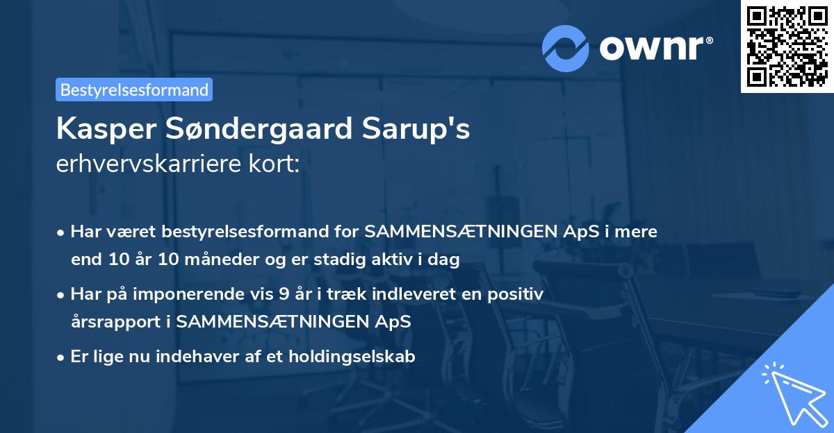 Kasper Søndergaard Sarup's erhvervskarriere kort