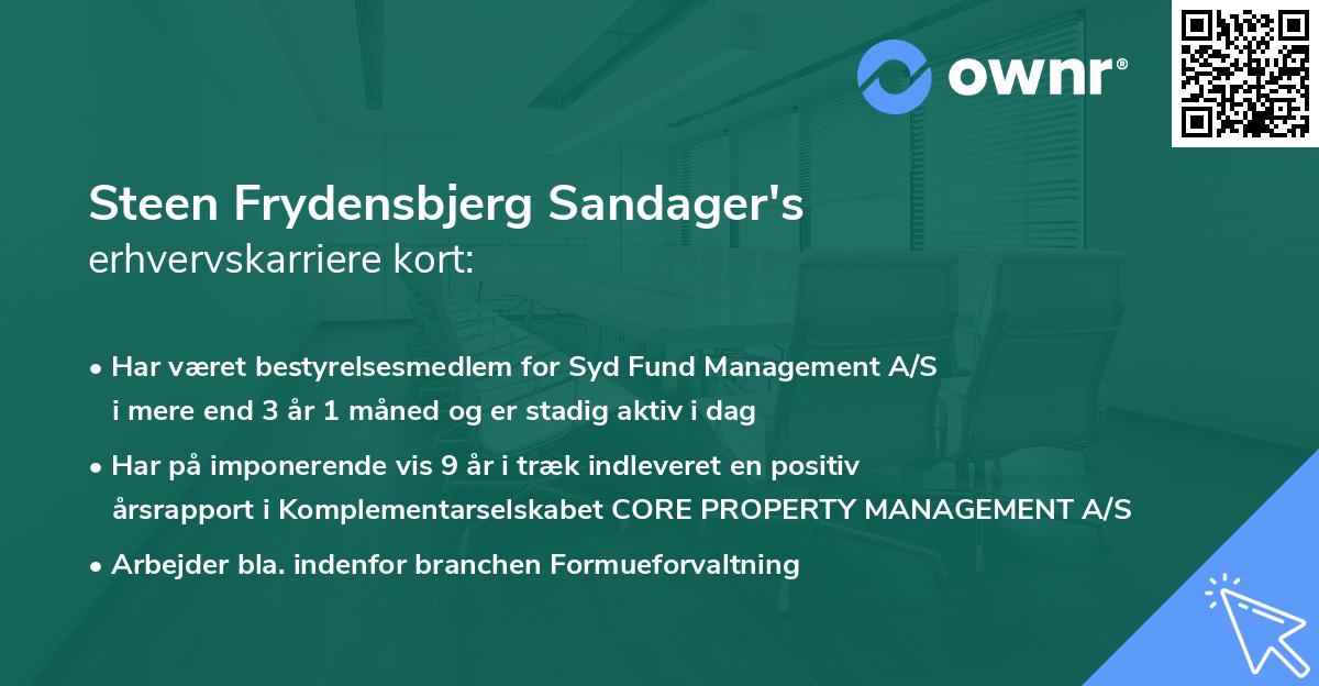 Steen Frydensbjerg Sandager's erhvervskarriere kort