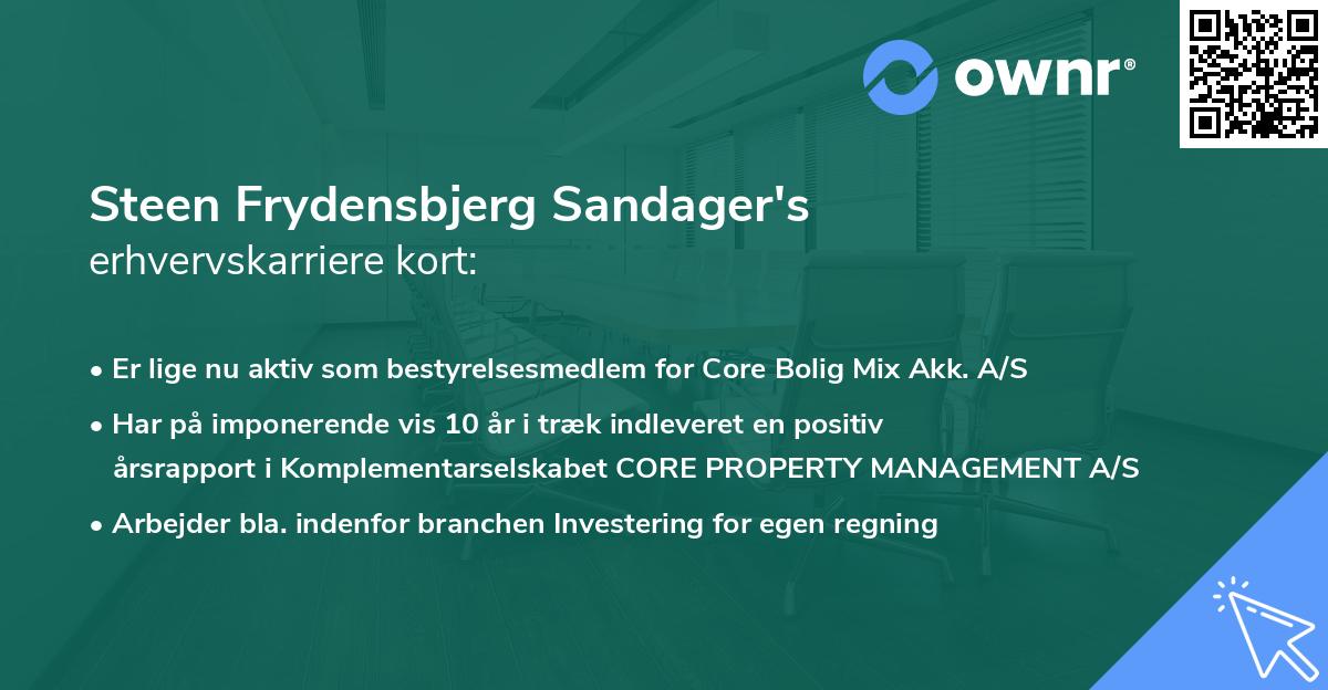 Steen Frydensbjerg Sandager's erhvervskarriere kort