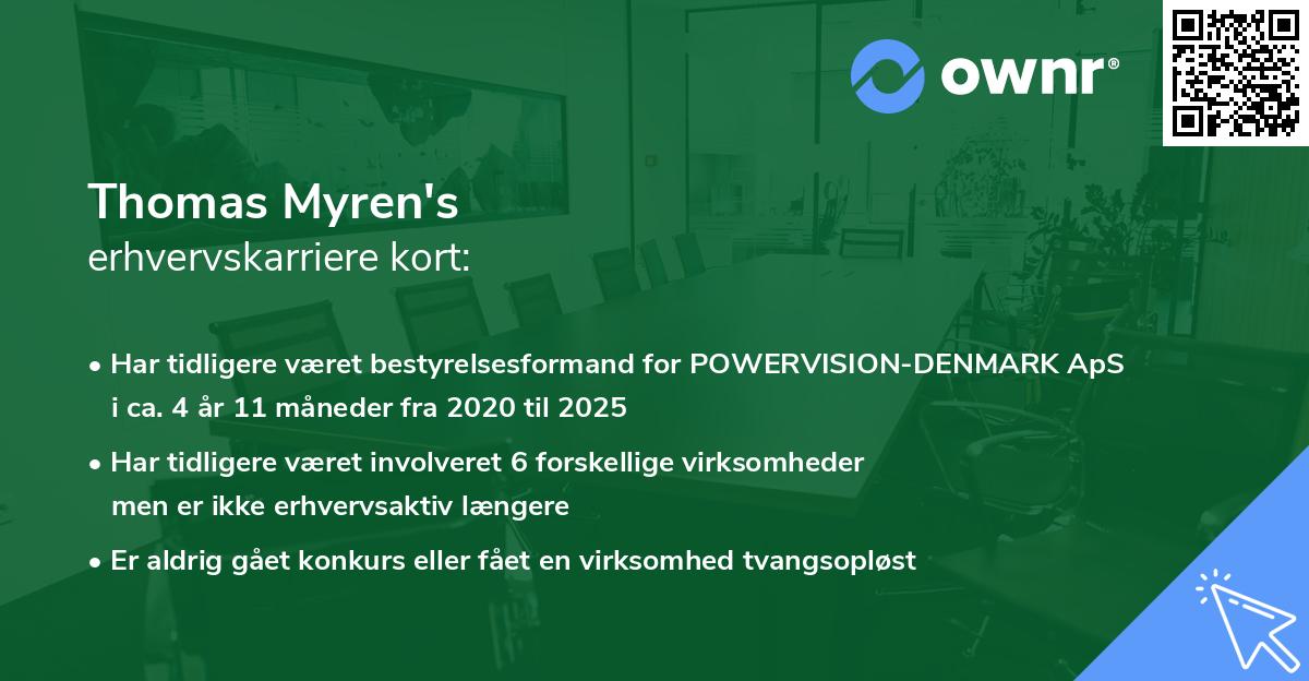 Thomas Myren's erhvervskarriere kort