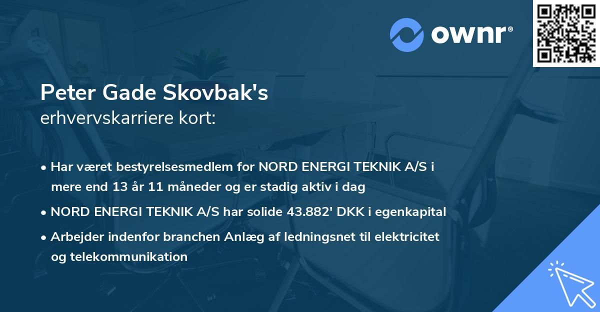 Peter Gade Skovbak's erhvervskarriere kort